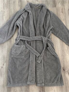 L.L. Bean Terry Cloth Robe Mens XL Gray Cotton Absorbent Towel Bath Heavy Thick